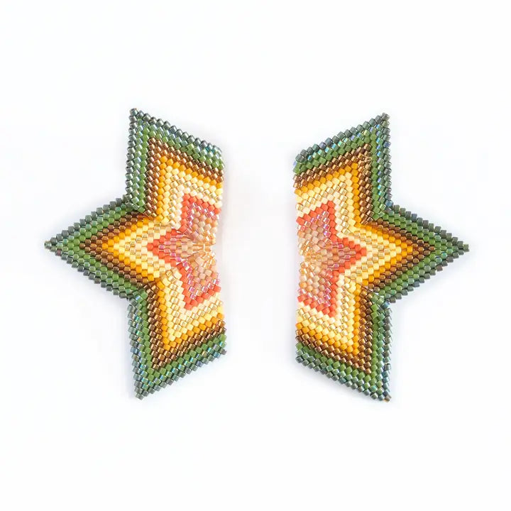 Beaded Star - Handwoven Earrings