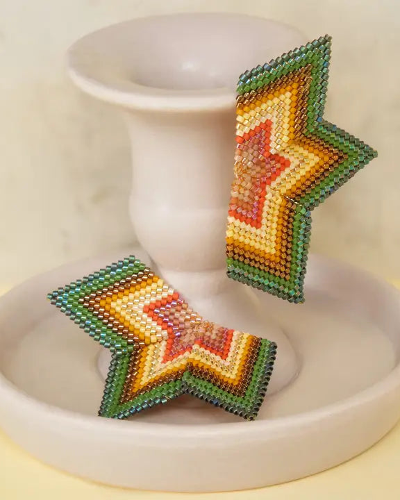 Beaded Star - Handwoven Earrings
