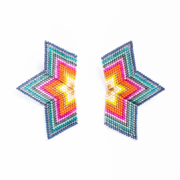 Beaded Star - Handwoven Earrings